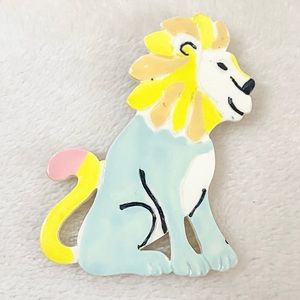 Vintage Hand Painted Lion Pin, Pastels